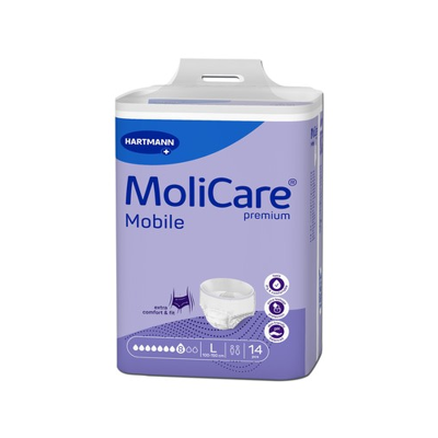 Hartmann MoliCare Mobile 8 gouttes Large - 4 paquets de 14 protections - Publicité Hartmann MoliCare Mobile 8 gouttes Large - 4 paquets de 14 protections - Publicité