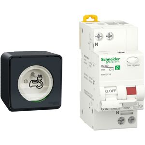 Schneider Electric Kit prise renforcée Mureva + disjoncteur différentiel 16A Schneider 16A