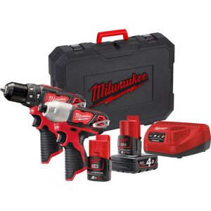 Pack Milwaukee perceuse et visseuse M12 BPD-0 + M12 BID-0 12V Li-ion 4Ah