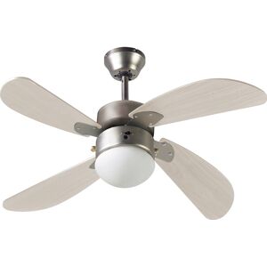 Ventilateur de plafond 4 pales MDF chene clair a eclairage Bermudes Farelek 50W - Ø1070mm