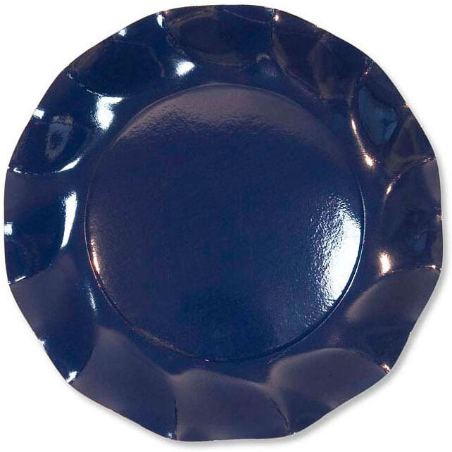 Unique 10 grandes assiettes rondes en carton bleu foncé PARTY LINE 27 cm Unique 10 grandes assiettes rondes en carton bleu foncé PARTY LINE 27 cm