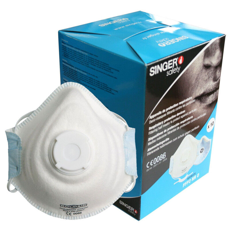 x10 Demi-masques FFP2 NR D confort avec valve Singer Safety