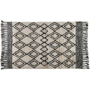 ZAGO Tapis berbere blanc et noir en laine 120 x 170 cm Lozi