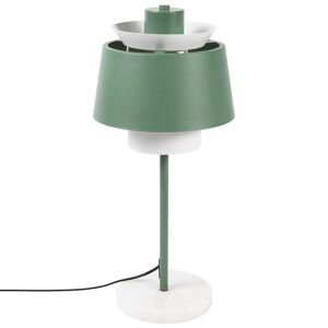 ZAGO Lampe de table en fer vert de gris avec socle en marbre Mira