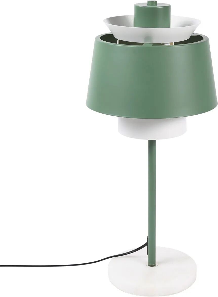 ZAGO Lampe de table en fer vert de gris avec socle en marbre Mira