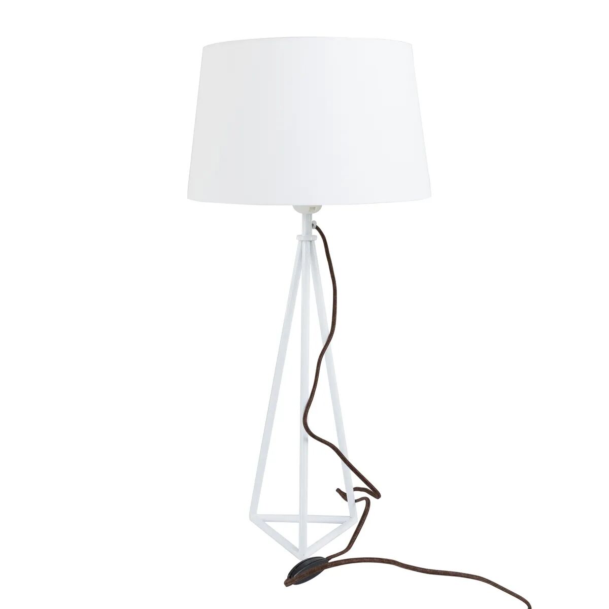 ZAGO Lampe à poser métal et tissu blanc Pyra