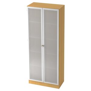 hjh OFFICE PRO SIGNA K 6100G SG - Hêtre/Argent avec bouton Armoire avec portes en verre dépoli