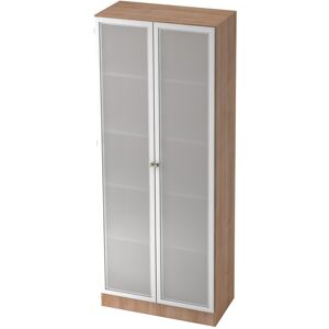 hjh OFFICE PRO SIGNA K 6100G SG - Noyer/Argent avec bouton Armoire avec portes en verre dépoli