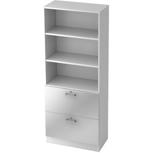 hjh OFFICE PRO SIGNA G 7300 CE - Armoire avec dispositif pour dossiers suspendus (verrouillable) poignée chrome métal blanc/argent