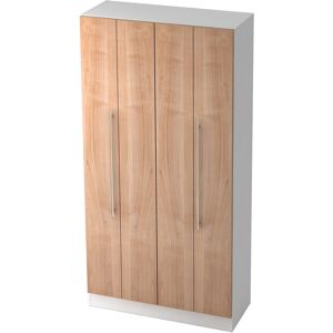 hjh OFFICE PRO SIGNA G 7400 RE - Blanc/Noyer Armoire à portes pliantes poignée de bastingage plastique