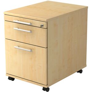 hjh OFFICE PRO SIGNA AC20 RE - Caisson bureau sur roulettes Érable avec dispositif pour dossiers suspendus poignée de bastingage plastique