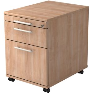 hjh OFFICE PRO SIGNA AC20 RE - Caisson bureau sur roulettes Noyer avec dispositif pour dossiers suspendus poignée de bastingage plastique