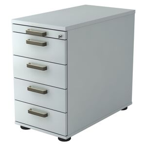 hjh OFFICE PRO SIGNA SC50 SG - Caisson bureau sur roulettes Gris avec 4 tiroirs poignée striée en plastique