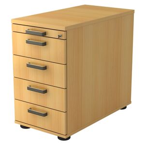 hjh OFFICE PRO SIGNA SC50 SG - Caisson bureau sur roulettes Hêtre avec 4 tiroirs poignée striée en plastique