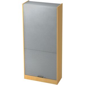 hjh OFFICE PRO SIGNA R90 SG - Hêtre/Argent Armoire à rideaux poignée striée en plastique