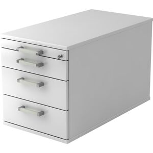 hjh OFFICE PRO SIGNA TC30 CE - Caisson bureau sur roulettes Blanc avec 3 tiroirs poignée chrome métal