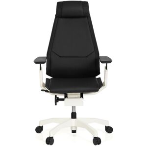 hjh OFFICE GENIDIA PRO WHITE cuir - Siège de bureau haut de gamme Noir