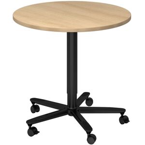 hjh OFFICE PRO BISTRO 80R D - Système de tables conférence noir Chêne Ø 80