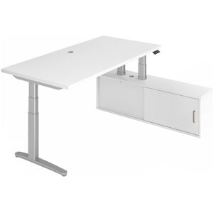 hjh OFFICE PRO XBHM 2C   200x100   réglable en hauteur électriquement - Blanc/Argent