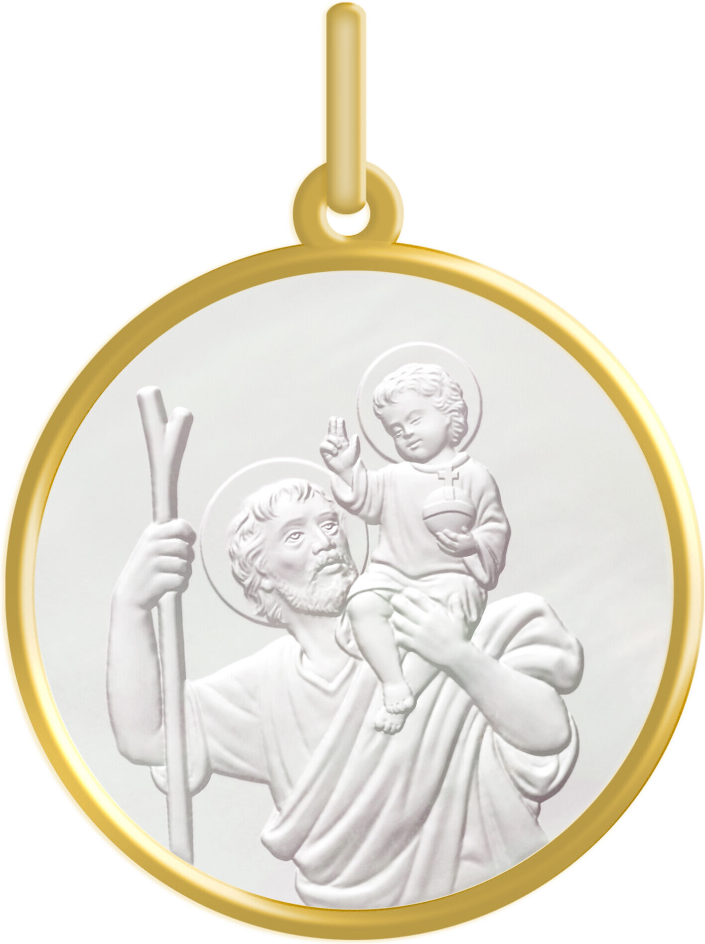 Maison de la Médaille Médaille Saint Christophe - Or jaune 18ct & Nacre