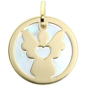 Mon Premier Bijou Medaille Ange coeur - Or jaune 18ct & nacre