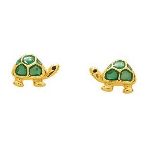 Mon Premier Bijou Boucles daoreilles tortues Vis Or jaune 18ct