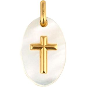 Pichard-Balme Medaille Croix ovale - Or jaune 18ct & nacre