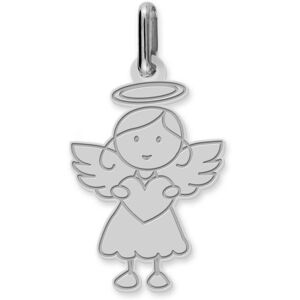 Mon Premier Bijou Pendentif Ange fille au coeur - Or blanc 18ct