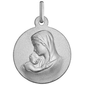 Mon Premier Bijou Medaille Vierge a l?enfant douceur - Or blanc 18ct