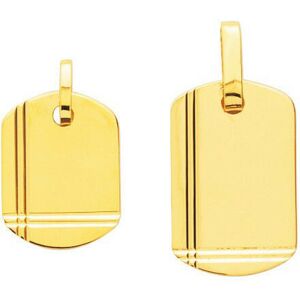 Mon Premier Bijou Pendentif plaque tonneau striee - Or jaune 18ct