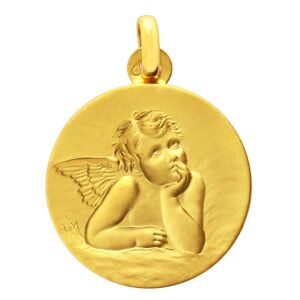 Mon Premier Bijou Medaille Ange ronde - Or jaune 18ct