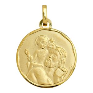 Mon Premier Bijou Medaille Saint Christophe ronde - Or jaune 18ct