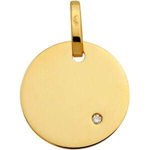 Mon Premier Bijou Pendentif plaque ronde - diamant & or jaune 18ct