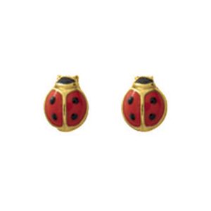 Mon Premier Bijou Boucles daoreilles Coccinelles - Vis - Or jaune 9ct