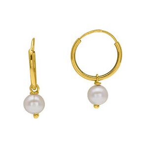 Mon Premier Bijou Boucles doreilles Perles blanche creoles Or jaune 9ct