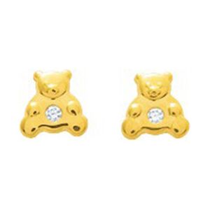 Mon Premier Bijou Boucles daoreilles Ourson Puces Or jaune 18ct