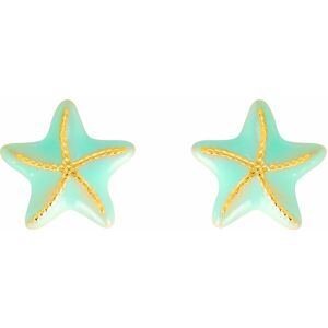 Mon Premier Bijou Boucles d?oreilles etoile de mer verte - Vis - Or jaune 18ct