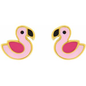 Mon Premier Bijou Boucles daoreilles flamant rose - Vis - Or jaune 18ct