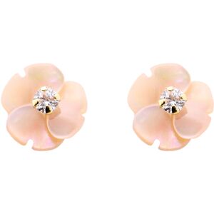 Mon Premier Bijou Boucles daoreilles fleurs roses oxyde - Vis - Or jaune 9ct & nacre