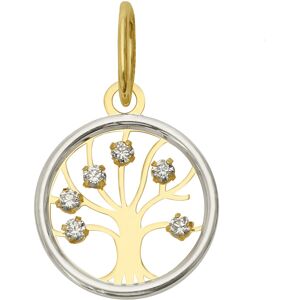 Mon Premier Bijou Medaille Arbre de vie etincelant - Or jaune et blanc 9ct