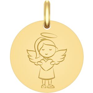 Mon Premier Bijou Medaille Ange fille au coeur - Or jaune 9ct