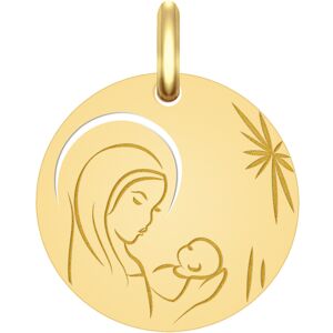 Mon Premier Bijou Medaille Vierge a l?enfant etoilee ajouree - Or jaune 9ct