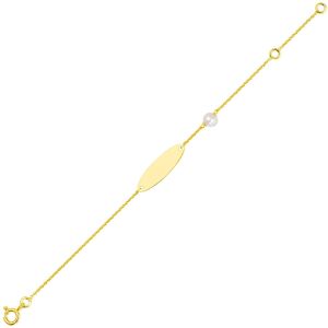 Mon Premier Bijou Gourmette bebe perle - Or jaune 9ct