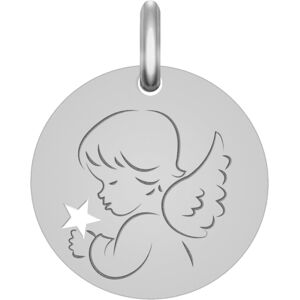 Mon Premier Bijou Medaille Ange etoile ajouree - Argent Massif