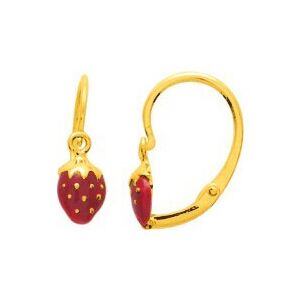 Mon Premier Bijou Boucles daoreilles fraises Dormeuses Or jaune 18ct