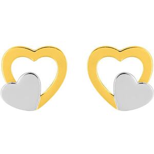 Mon Premier Bijou Boucles daoreilles coeurs Vis Or jaune et or blanc 18ct