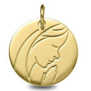 Mon Premier Bijou Médaille Vierge pieuse - Or jaune 18ct