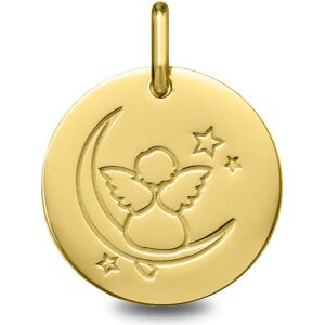 Mon Premier Bijou Médaille Ange sur la lune - Or jaune 18ct