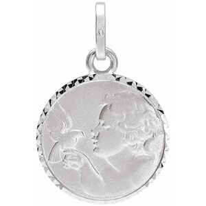 Mon Premier Bijou Médaille Ange à l’oiseau ciselée - Or blanc 9ct