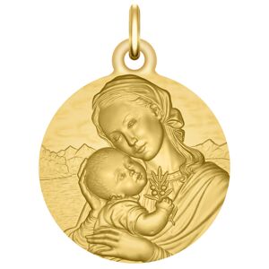 Maison de la Médaille Médaille Vierge à l’enfant au rameau - Or jaune 18ct
